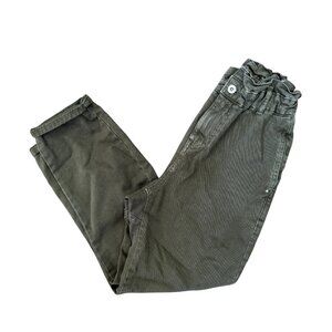Zara Olive Green Paperbag Waist Pants | Size 0